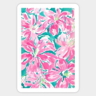 Lilly-Inspired Pink and Green Watercolor Floral Sticker